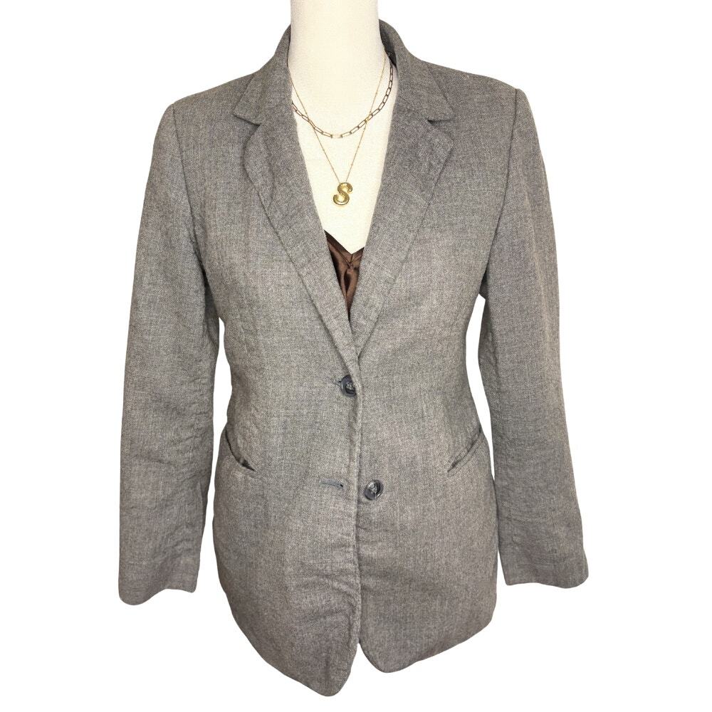 Vintage Benetton Pure New Wool Blazer Gray Made in Italy Italian Size 38 / US 4